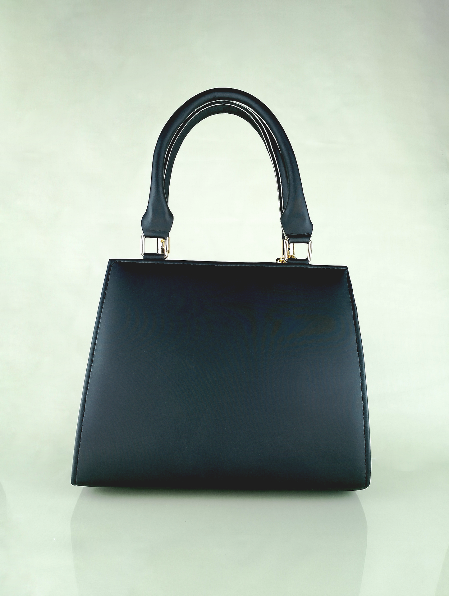 Black Quilted Faux Leather Handbag – Elegant Bow Design & Gold Accents