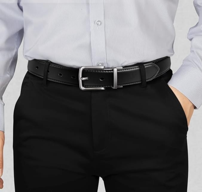 Classic Black Genuine Cowhide Leather Belt – Premium Men's Accessory