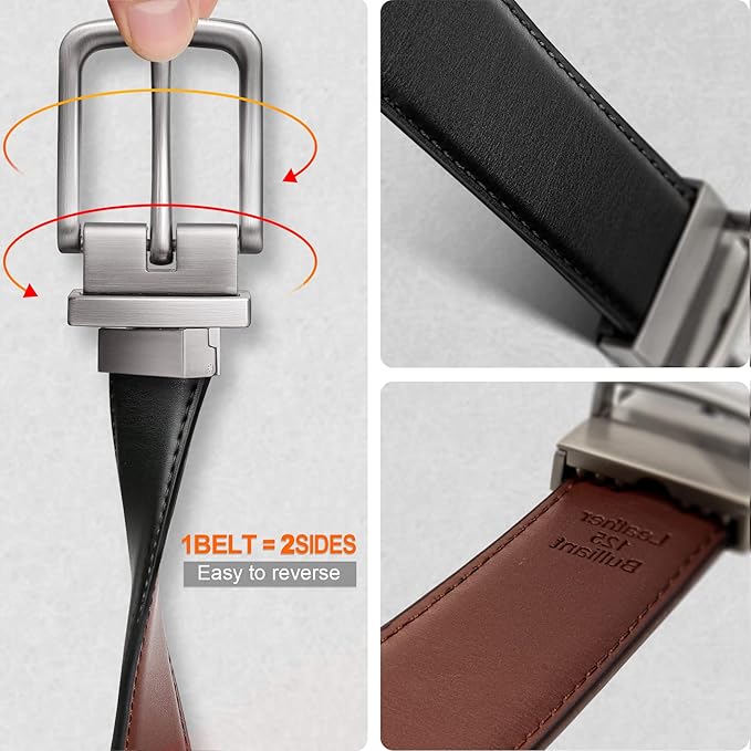Reversible Genuine Cowhide Leather Belt – Dual-Sided Style for Men
