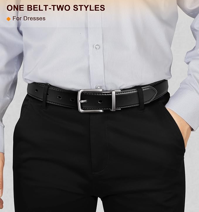 Reversible Genuine Cowhide Leather Belt – Dual-Sided Style for Men