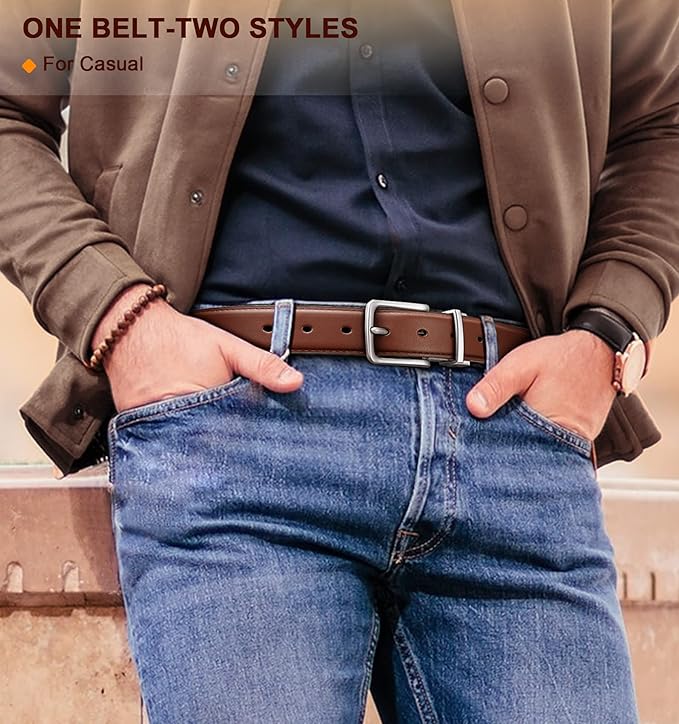 Reversible Genuine Cowhide Leather Belt – Dual-Sided Style for Men
