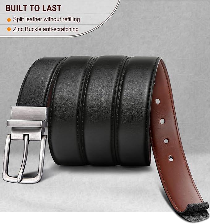 Reversible Genuine Cowhide Leather Belt – Dual-Sided Style for Men