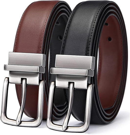 Reversible Genuine Cowhide Leather Belt – Dual-Sided Style for Men
