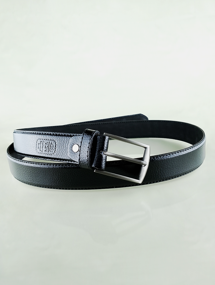 Classic Black Genuine Cowhide Leather Belt – Premium Men's Accessory